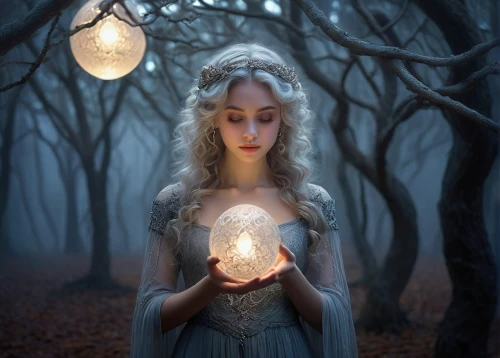mystical portrait of a girl,fairy lanterns,faery,faerie,fantasy picture,crystal ball-photography,fairy tale character,magical,sorceress,the enchantress,enchanted,fairy tale,fantasy portrait,divination,candlemaker,crystal ball,enchanting,fairy tales,a fairy tale,fairy queen,Art,Artistic Painting,Artistic Painting 02