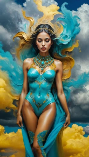 fantasy woman,bodypainting,fantasy art,blue enchantress,body painting,bodypaint,warrior woman,fantasy picture,goddess of justice,fantasy portrait,the enchantress,sorceress,aquarius,shamanic,mythological,mother earth,divine healing energy,priestess,greek myth,world digital painting