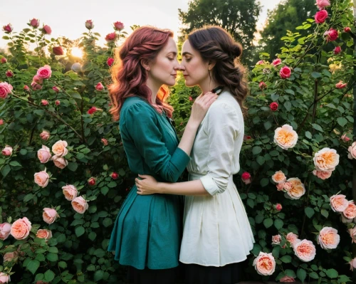 kiss flowers,with roses,girl kiss,holding flowers,colorful roses,twin flowers,rosebushes,blooming roses,roses daisies,rose garden,roses,redheads,beautiful photo girls,way of the roses,floral background,vintage flowers,scent of roses,flower background,floral heart,two girls,Illustration,American Style,American Style 11