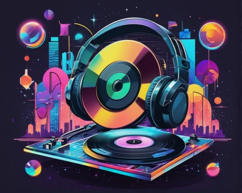 retro music,vector illustration,spotify icon,dj,80's design,music player,music background,vector graphic,music record,vinyl player,music,electronic music,life stage icon,vector design,soundcloud logo,musicplayer,turntable,vector art,s-record-players,disk jockey,Unique,Design,Sticker