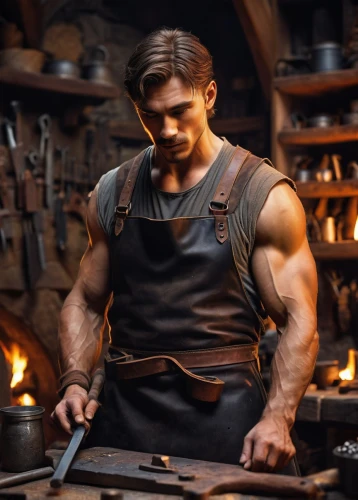 blacksmith,tinsmith,a carpenter,hercules,woodworker,dwarf cookin,metalsmith,wood shaper,luthier,barbarian,carpenter,steve rogers,farrier,viking,brick-making,gunsmith,god of thunder,steelworker,moulder,mechanic,Illustration,Abstract Fantasy,Abstract Fantasy 07