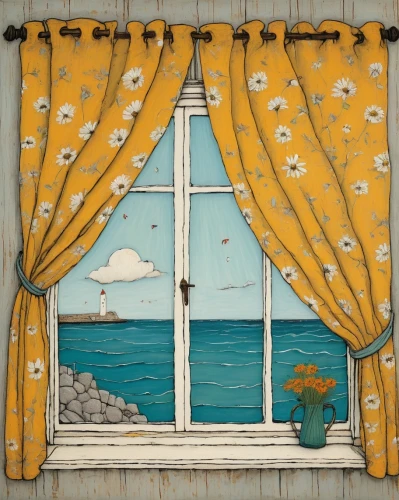 window with sea view,window valance,window treatment,window curtain,a curtain,sicily window,curtains,theater curtains,french windows,curtain,theatre curtains,window covering,motif,theater curtain,bedroom window,window with shutters,stage curtain,bay window,seaside view,vincent van gough,Art,Artistic Painting,Artistic Painting 49