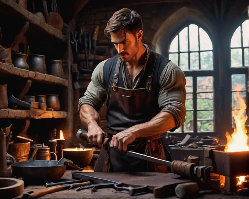 blacksmith,tinsmith,metalsmith,woodworker,shoemaking,craftsmen,candlemaker,craftsman,copper cookware,luthier,artisan,brick-making,a carpenter,potter's wheel,hatmaking,forge,woodworking,farrier,gunsmith,shoemaker,Illustration,Paper based,Paper Based 08