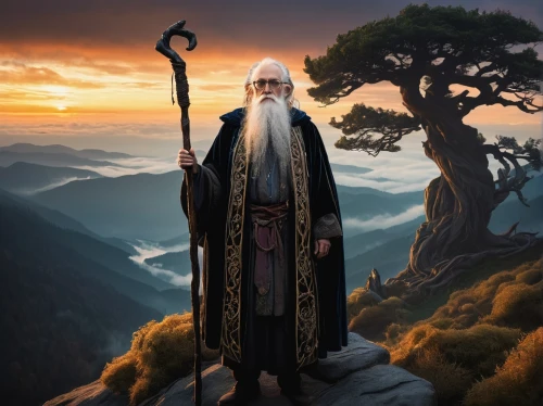 gandalf,lord who rings,the abbot of olib,archimandrite,fantasy picture,monk,zen master,the wizard,moses,hieromonk,benediction of god the father,dwarf sundheim,wizard,king lear,zen,tea zen,xing yi quan,shuanghuan noble,male elf,father christmas,Illustration,Realistic Fantasy,Realistic Fantasy 36