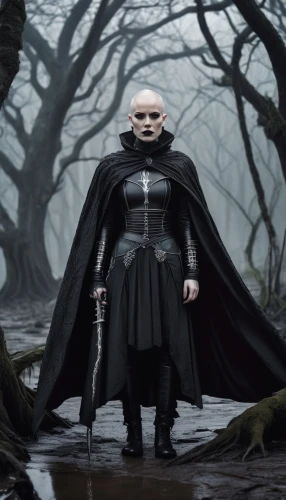 bran,female warrior,carpathian,dark elf,game of thrones,warrior woman,the witch,heroic fantasy,evil woman,violet head elf,thrones,swordswoman,imperial coat,fantasy woman,dark gothic mood,male elf,elaeis,elven,goth woman,huntress,Illustration,American Style,American Style 15