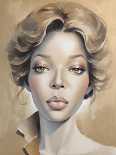 marylyn monroe - female,fashion illustration,airbrushed,marilyn,painting technique,african american woman,oil painting on canvas,cosmetic brush,woman face,ester williams-hollywood,oil on canvas,art deco woman,gold paint stroke,monoline art,meticulous painting,art painting,oil painting,fantasy portrait,digital painting,woman's face