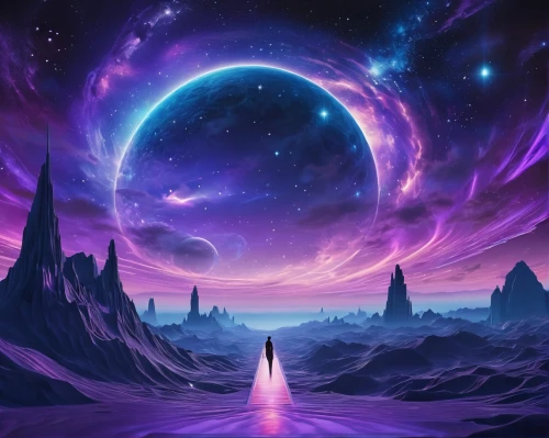 purple landscape,starscape,space art,purple moon,alien world,alien planet,wall,astral traveler,fantasy picture,fantasy landscape,ipê-purple,libra,vast,ultraviolet,universe,planet alien sky,scene cosmic,cosmos,valley of the moon,purple,Illustration,Vector,Vector 18