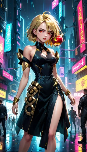 yang,transistor,cyberpunk,hong,lux,cg artwork,goddess of justice,hk,femme fatale,heavy object,cyber,tiber riven,shinjuku,game illustration,kayano,black and gold,elza,kotobukiya,bangkok,swordswoman,Anime,Anime,General