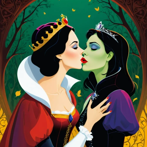 halloween poster,a fairy tale,gothic portrait,forbidden love,fairy tale,halloween illustration,mistletoe,fairy tale icons,girl kiss,fairy tales,amorous,fairytales,vampires,mother kiss,fairytale characters,wicked,celebration of witches,courtship,kissing,first kiss,Illustration,American Style,American Style 12