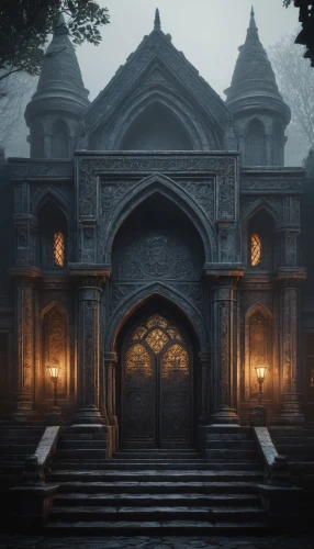 haunted cathedral,hall of the fallen,blood church,monastery,mausoleum ruins,sepulchre,mortuary temple,castle of the corvin,cathedral,witch's house,portal,ghost castle,sanctuary,the threshold of the house,crypt,mausoleum,medieval,gothic church,kadala,crown render,Illustration,Realistic Fantasy,Realistic Fantasy 25