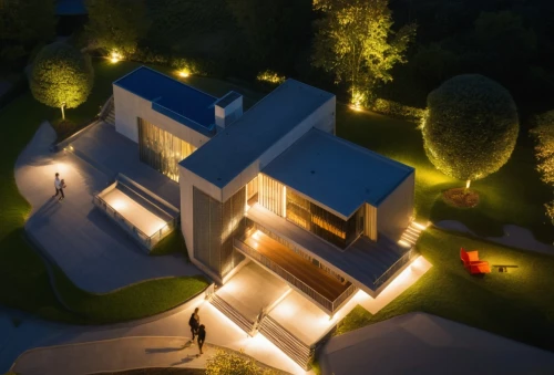 landscape lighting,3d rendering,cube house,modern architecture,modern house,cubic house,house shape,smart home,visual effect lighting,dunes house,residential house,house in the forest,villa,archidaily,contemporary,residential,smart house,render,view from above,from above,Photography,General,Realistic