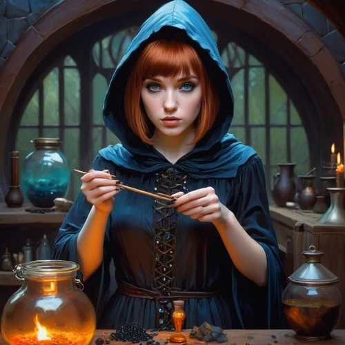 candlemaker,apothecary,fantasy portrait,fortune teller,the witch,mystical portrait of a girl,gothic portrait,divination,alchemy,fortune telling,fantasy art,potions,fantasy picture,sorceress,ball fortune tellers,medieval hourglass,potion,mage,magic grimoire,witch,Conceptual Art,Fantasy,Fantasy 18