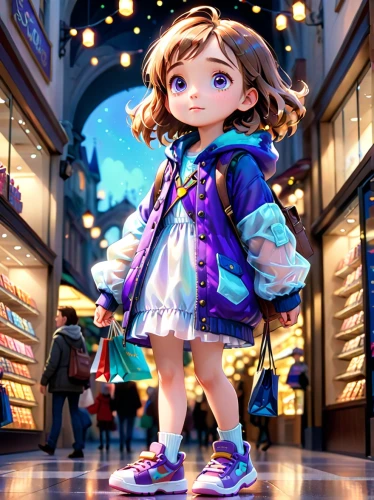 anime japanese clothing,shopping street,world digital painting,fashionable girl,harajuku,girl walking away,paris shops,little girl in wind,children's background,shopping venture,toy store,shopping icon,kids illustration,3d fantasy,fashion street,anime 3d,little girl running,cg artwork,anime cartoon,cute cartoon character,Anime,Anime,Cartoon