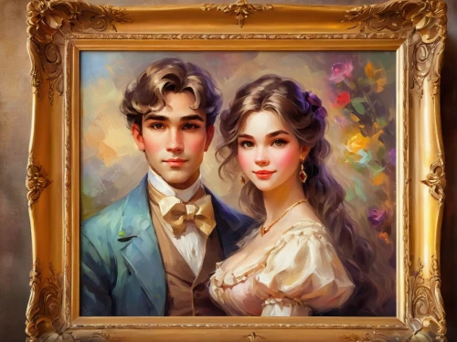 young couple,vintage boy and girl,romantic portrait,vintage man and woman,wedding couple,wedding frame,beautiful couple,beautiful frame,custom portrait,man and wife,two people,oil painting,copper frame,art nouveau frame,portrait background,dancing couple,photo painting,vintage art,oil painting on canvas,husband and wife,Unique,Pixel,Pixel 05