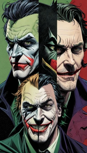 joker,trinity,comic characters,justice scale,justice league,comic books,nightshade family,fantastic four,without the mask,three d,personages,comic book,greed,jigsaw,comics,split personality,comedy tragedy masks,comicbook,riddler,halloween masks