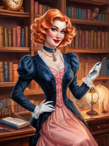 librarian,victorian lady,jane austen,victorian style,barmaid,game illustration,female doctor,sci fiction illustration,apothecary,women's novels,victorian,fantasy portrait,secretary,author,girl studying,the victorian era,clerk,scholar,book illustration,bookkeeper,Illustration,Paper based,Paper Based 24