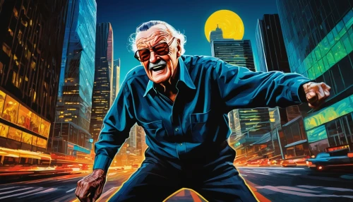 stan lee,vector illustration,electro,vector art,world digital painting,digital painting,terminator,cg artwork,would a background,kung fu,matrix,a3 poster,sci fiction illustration,elderly man,vector graphic,old elektrolok,digital illustration,janitor,old man,grandpa,Art,Artistic Painting,Artistic Painting 03