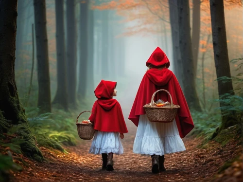little red riding hood,red riding hood,little girls walking,red coat,happy children playing in the forest,children's fairy tale,forest walk,autumn walk,red cape,walk with the children,fairy tale,a fairy tale,black forest,little boy and girl,fairytale forest,fairy forest,forest path,little girl and mother,girl and boy outdoor,fairy tales,Art,Classical Oil Painting,Classical Oil Painting 21