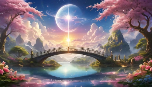 fantasy landscape,rainbow bridge,fairy world,scenic bridge,fantasy picture,angel bridge,dragon bridge,love bridge,heaven gate,landscape background,the mystical path,bridge,dream world,hangman's bridge,arch bridge,fantasy world,garden of eden,tied-arch bridge,fantasy art,secret garden of venus