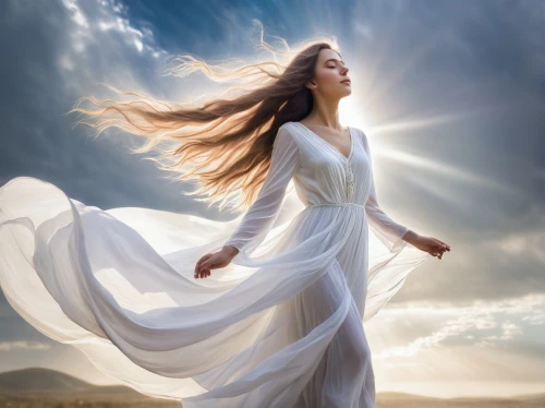 divine healing energy,gracefulness,celtic woman,mystical portrait of a girl,girl in a long dress,little girl in wind,holy spirit,sun bride,the angel with the veronica veil,whirling,spring equinox,inner light,radiance,wind wave,light bearer,freedom from the heart,energy healing,guiding light,girl in white dress,angel wing,Art,Artistic Painting,Artistic Painting 36