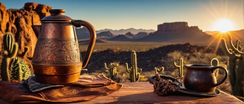 beer stein,agave nectar,beer pitcher,flagon,southwestern united states food,organ pipe cactus,beer mug,mountain sunrise,clay jug,southwestern,vacuum flask,hiking equipment,sonoran,petroglyph art symbols,the spirit of the mountains,mountain spirit,american frontier,still life photography,wild west,big bend,Art,Artistic Painting,Artistic Painting 31