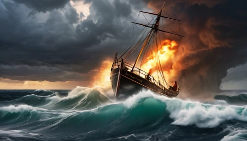 sea storm,fantasy picture,maelstrom,sea fantasy,sea sailing ship,fire and water,caravel,steam frigate,tour to the sirens,ironclad warship,world digital painting,ghost ship,viking ship,nature's wrath,shipwreck,the wreck of the ship,fantasy art,sailing ship,ship wreck,the storm of the invasion