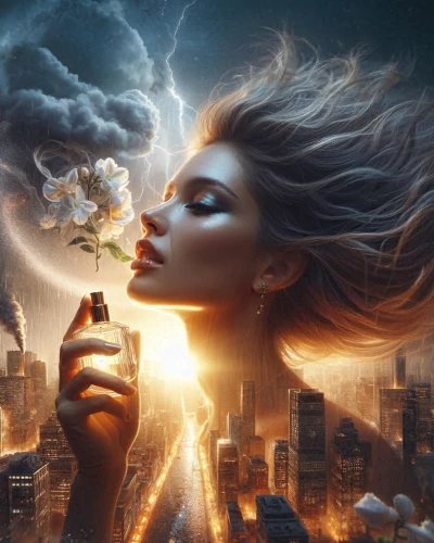 photo manipulation,fantasy picture,photomanipulation,woman thinking,photoshop manipulation,sci fiction illustration,mystical portrait of a girl,conceptual photography,fantasy art,image manipulation,thunderstorm,surrealistic,imagination,spark of shower,force of nature,digital compositing,world digital painting,thunderclouds,little girl in wind,storm