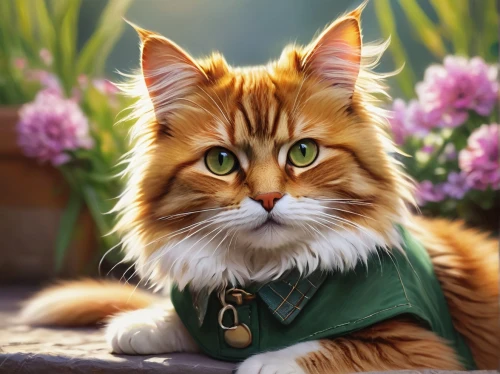 norwegian forest cat,maincoon,red tabby,siberian cat,british longhair cat,ginger cat,ginger kitten,domestic long-haired cat,cute cat,breed cat,flower cat,firestar,felidae,romantic portrait,cat portrait,pet portrait,kurilian bobtail,fantasy portrait,emerald,cat image,Photography,Fashion Photography,Fashion Photography 15