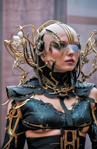 cosplay image,asian costume,breastplate,cosplayer,female warrior,valerian,gara,masquerade,streampunk,fantasy woman,dark elf,alien warrior,cosplay,paysandisia archon,goddess of justice,artemisia,the enchantress,monsoon banner,gold mask,harnessed,Photography,General,Realistic