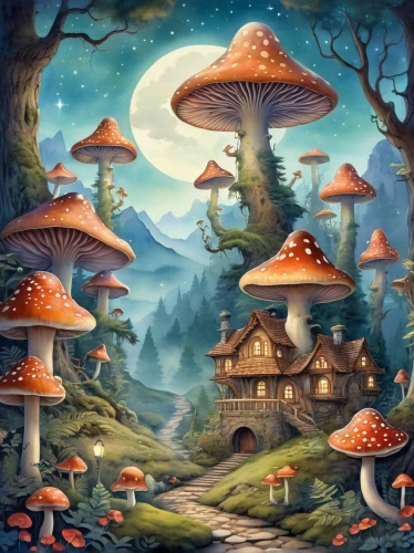 mushroom landscape,mushroom island,mushrooms,toadstools,fairy village,club mushroom,forest mushrooms,brown mushrooms,fairy forest,mushrooms brown mushrooms,umbrella mushrooms,mushrooming,agaric,forest mushroom,fairy world,tree mushroom,fungi,champignon mushroom,situation mushroom,fairy house,Conceptual Art,Fantasy,Fantasy 29