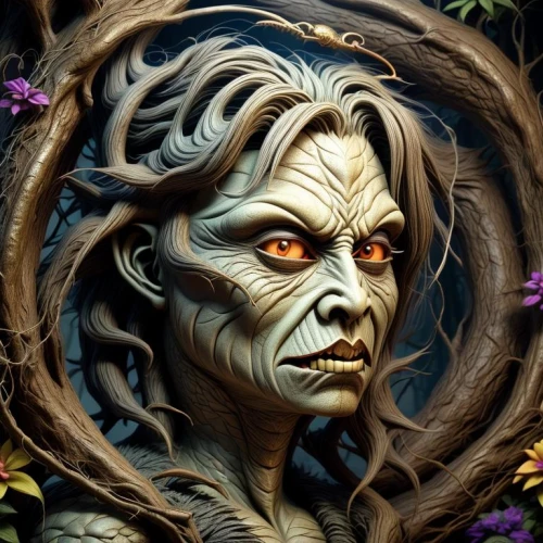 dark elf,white walker,fantasy portrait,bodypainting,fantasy art,body painting,avatar,orc,artemisia,shamanic,fractalius,vanitas,shamanism,raven sculpture,undead warlock,gorgon,kadala,medusa,widow flower,sculpt