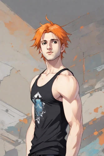 sleeveless shirt,muscle woman,edge muscle,muscle man,active shirt,arms,male character,chest,mullet,muscle icon,adonis,undershirt,muscle,biceps,anime boy,muscle angle,ripped,muscled,hawks,muscular,Digital Art,Anime