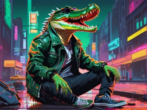 dino,aligator,gator,80s,reptillian,croc,alligator,trex,raptor,rex,would a background,crocodile,cyberpunk,dinosaur,vector illustration,80's design,hd wallpaper,tyrannosaurus rex,dinosaruio,drexel,Conceptual Art,Daily,Daily 21