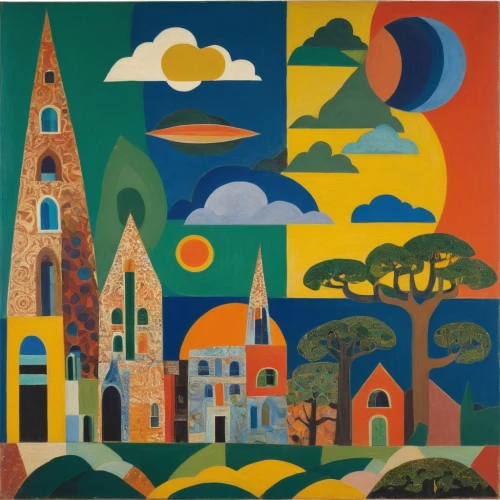 church painting,braque d'auvergne,volterra,münsterland,fredric church,bacharach,santa fe,motif,saint coloman,braque du bourbonnais,khokhloma painting,cd cover,alentejo,queretaro,churches,freiburg,gaudí,church towers,tuscan,landsberg,Art,Artistic Painting,Artistic Painting 38