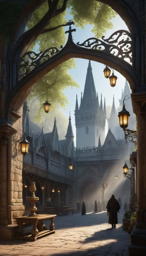 hogwarts,medieval street,medieval town,city gate,hamelin,fantasy picture,backgrounds,medieval,archway,fantasy city,fantasy landscape,fantasy art,medieval architecture,castle of the corvin,castle iron market,fairy tale castle,knight village,medieval market,oktoberfest background,heroic fantasy,Photography,Black and white photography,Black and White Photography 04