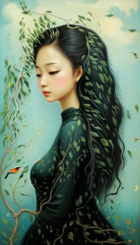 green mermaid scale,mermaid background,the sea maid,mermaid,girl with a dolphin,mermaid vectors,water nymph,vietnamese woman,fantasy portrait,chinese art,siren,jasmine blossom,the wind from the sea,water lotus,japanese art,lotus blossom,oriental princess,mystical portrait of a girl,seaweed,amano,Illustration,Abstract Fantasy,Abstract Fantasy 17