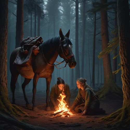 campfire,man and horses,fire horse,horseback,two-horses,hunting scene,horse kid,horse with cub,game illustration,bronze horseman,horses,horseman,fantasy picture,burned mount,black horse,campfires,equine,young horse,horse grooming,brown horse,Photography,Documentary Photography,Documentary Photography 38