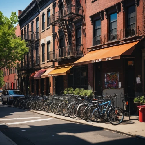 hoboken condos for sale,homes for sale in hoboken nj,bike city,meatpacking district,homes for sale hoboken nj,bicycles--equipment and supplies,automotive bicycle rack,new york streets,harlem,parked bike,city bike,bicycles,bicycle lane,brooklyn,brownstone,bike land,bikes,row houses,red brick,stationary bicycle,Art,Classical Oil Painting,Classical Oil Painting 21