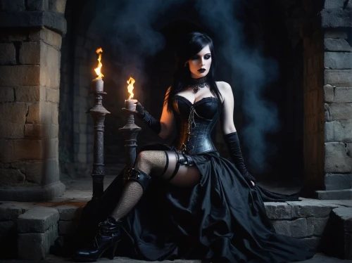 gothic woman,gothic fashion,gothic portrait,gothic dress,black candle,gothic style,dark gothic mood,gothic,goth woman,sorceress,dark angel,dark art,the enchantress,priestess,candlemaker,the witch,goth,fire-eater,widow,goth like,Illustration,Realistic Fantasy,Realistic Fantasy 34