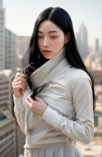 bolero jacket,mulan,scarf,asian woman,pale,hanbok,xiangwei,asian semi-longhair,azerbaijan azn,xuan lian,violin neck,tie,neutral color,shuai jiao,silk,rou jia mo,bluetooth headset,chinese background,japanese woman,white ling,Common,Common,Film