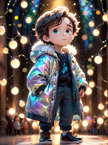 kids illustration,christmasstars,the holiday of lights,christmas snowy background,little kid,garland of lights,snowfall,bokeh effect,winter background,christmas lights,christmas background,the lights,cute cartoon character,lights,christmas wallpaper,christmas movie,snowflake background,glitter trail,cg artwork,bokeh lights,Anime,Anime,Cartoon