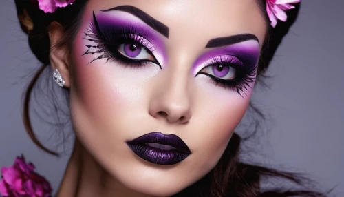 purple and pink,purple lilac,lilac blossom,women's cosmetics,pink-purple,eyes makeup,neon makeup,makeup artist,dark purple,purple background,lilac,veil purple,lilacs,purpleabstract,feline look,purple,vintage makeup,purple glitter,rich purple,violet colour,Illustration,Realistic Fantasy,Realistic Fantasy 10