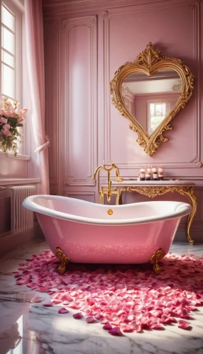 bathtub,luxury bathroom,valentine's day décor,the girl in the bathtub,beauty room,bath,tub,bathtub accessory,bathroom,bath with milk,taking a bath,kiribath,bath accessories,romantic rose,bath oil,rose petals,rose pink colors,the little girl's room,romantic scene,faucets,Conceptual Art,Fantasy,Fantasy 09