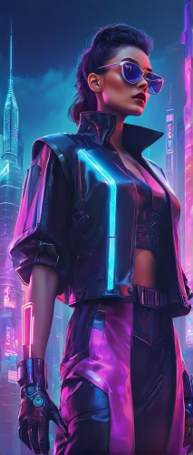 cyberpunk,dusk background,cyber,cg artwork,futuristic,cyber glasses,neon lights,femme fatale,80s,transistor,purple wallpaper,sci fiction illustration,monsoon banner,game illustration,cube background,ultraviolet,rockabella,neon human resources,80's design,game art,Photography,Fashion Photography,Fashion Photography 01