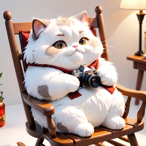 lucky cat,cute cat,photographer,doll cat,american shorthair,camera photographer,scottish fold,paparazzo,white cat,taking photo,british shorthair,cat image,cute cartoon character,cartoon cat,taking picture,funny cat,camera accessory,snowball,animal photography,chubby,Anime,Anime,Cartoon