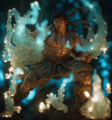 vax figure,3d figure,avatar,drawing with light,game figure,actionfigure,shaman,yi sun sin,firedancer,tarzan,kung fu,figurine,kame sennin,action figure,fire poi,glass yard ornament,christmas figure,sea god,mulan,diorama,Photography,General,Cinematic