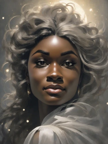 fantasy portrait,digital painting,african woman,world digital painting,mystical portrait of a girl,zodiac sign libra,nigeria woman,african american woman,star mother,gemini,white lady,sci fiction illustration,digital art,zodiac sign gemini,tiana,blanche,black woman,libra,radiance,woman portrait,Photography,Cinematic
