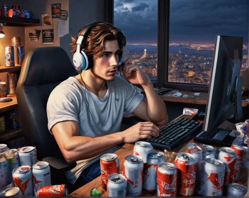 man with a computer,computer addiction,gamer,gamer zone,world digital painting,programmer,content writers,gaming,coder,computer freak,internet addiction,photoshop manipulation,pc,the coca-cola company,game addiction,photoshop creativity,computer art,lan,cyberpunk,the community manager,Art,Classical Oil Painting,Classical Oil Painting 01