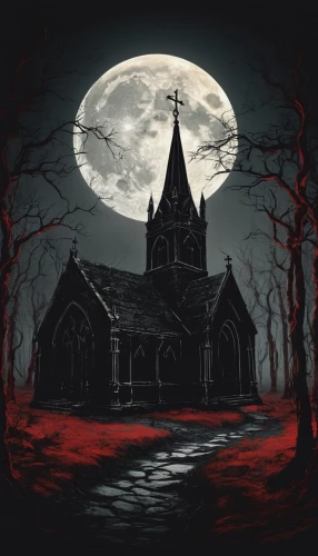 blood church,haunted cathedral,blood moon,halloween illustration,halloween background,witch house,witch's house,halloween and horror,blood icon,blood moon eclipse,the haunted house,the black church,halloween poster,black church,dark gothic mood,gothic church,halloween scene,haunted house,halloween wallpaper,gothic,Photography,Fashion Photography,Fashion Photography 23