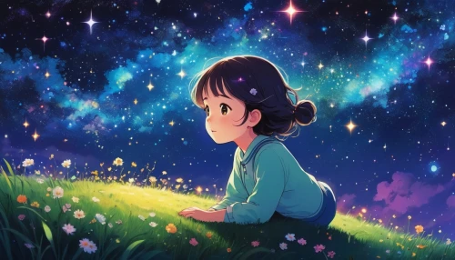 fairy galaxy,colorful stars,fireflies,starry,stargazing,starlight,starry sky,rainbow and stars,falling stars,stars,star sky,night stars,the stars,star flower,baby stars,falling star,hanging stars,astronomer,children's background,blooming field,Illustration,Japanese style,Japanese Style 20